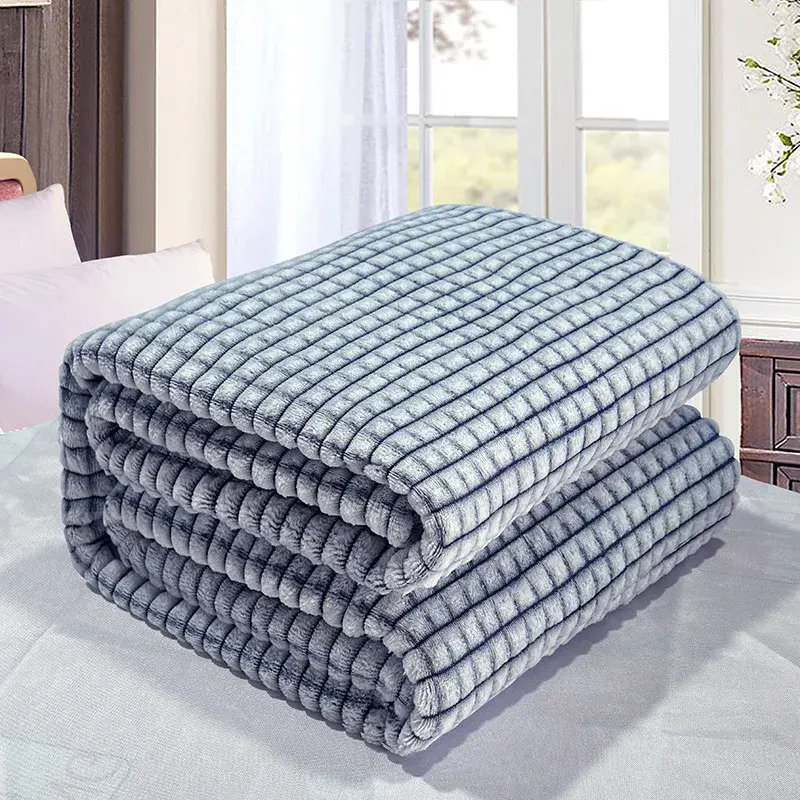 Cozy Throw Blanket Embossed Throw Blanket Cozy Double-sided Coral Plush Flannel Blanket for Home/Travel/Office Super Soft Fluffy
