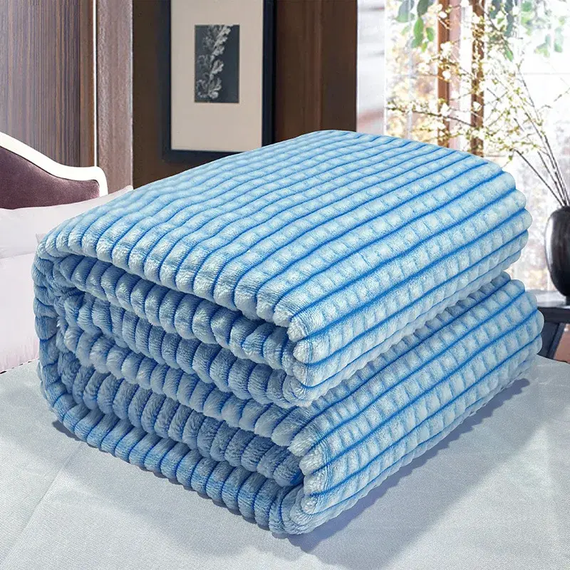 Cozy Throw Blanket Embossed Throw Blanket Cozy Double-sided Coral Plush Flannel Blanket for Home/Travel/Office Super Soft Fluffy