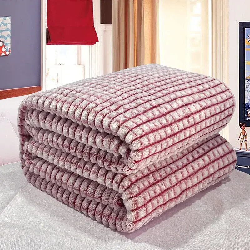 Cozy Throw Blanket Embossed Throw Blanket Cozy Double-sided Coral Plush Flannel Blanket for Home/Travel/Office Super Soft Fluffy