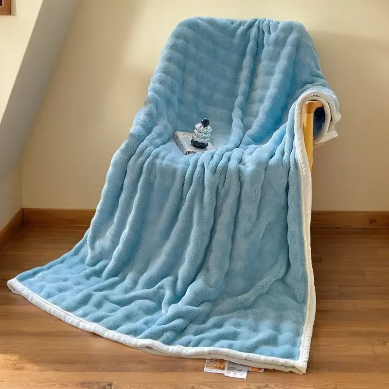 class A Solid Color Blanket Office Shawl Air Conditioning Small Blanket Thickened Coral Velvet Flannel Lamb Wool Nap Blanket