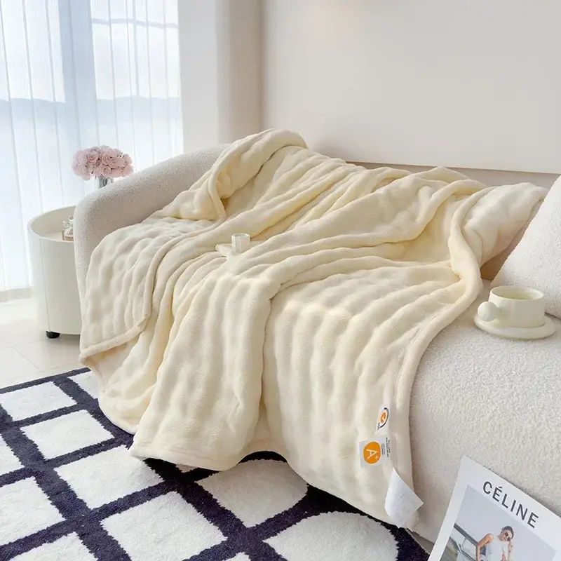 New A-class Mother and Baby Grade Plush Blanket, Thickened High Weight Blanket, Solid Color Double-sided Plush Cover Blanket