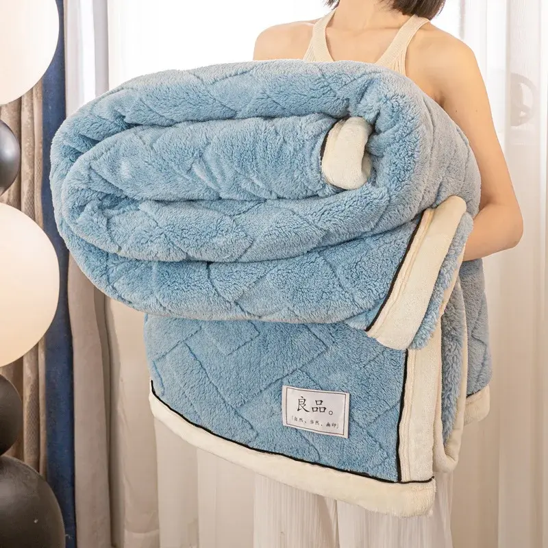 Maternal and Child Grade Bed Blankets Warm Breathable Sofa Blanket Autumn Winter Soft Fluffy Luxurious Faux Rabbit Throw Blanket