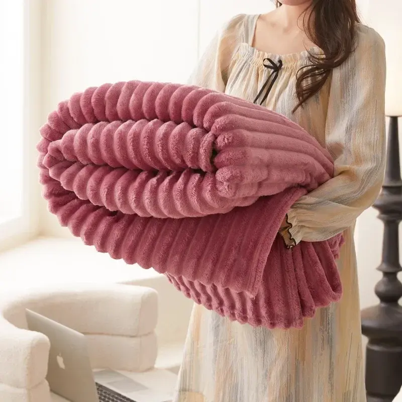 New Imitation Rabbit Plush Warm Blanket Set Or Only Blankets For Autumn Winter Soft Fluffy Warmth Lounger Sofa Throw Blankets