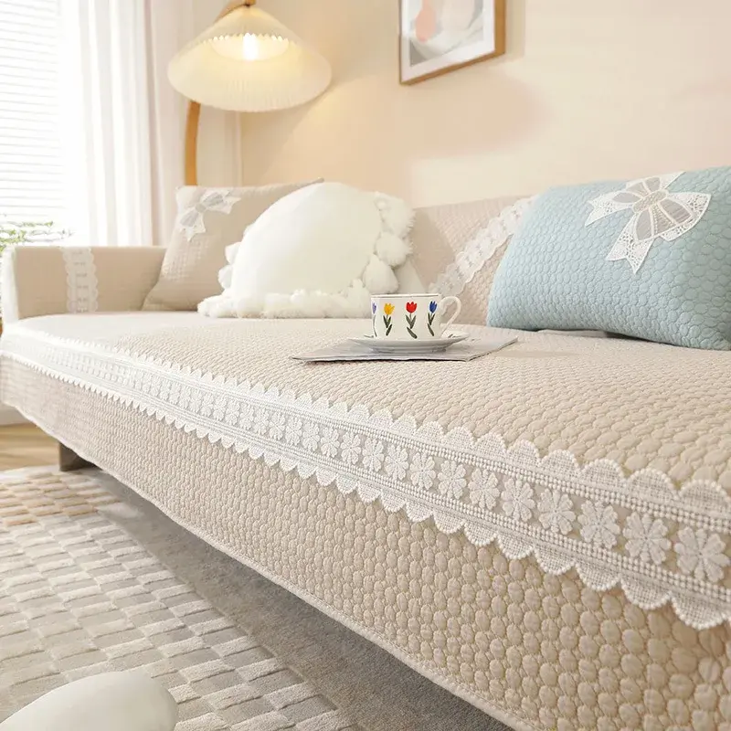 Korean Style High-end Pure Cotton Sofa Cushion Seasonal Universal Anti Slip Simple modern Cushion winter Sofa Cover Cloth towel