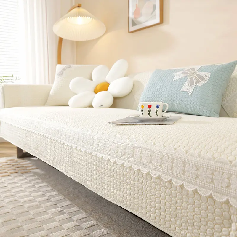 Korean Style High-end Pure Cotton Sofa Cushion Seasonal Universal Anti Slip Simple modern Cushion winter Sofa Cover Cloth towel