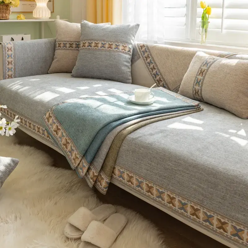 Classical Sofa Cover Cushion Chenille Sofa Towel Protective Cover Anti-slip Leather Universal Custom Made Corner Sofa Slipcover