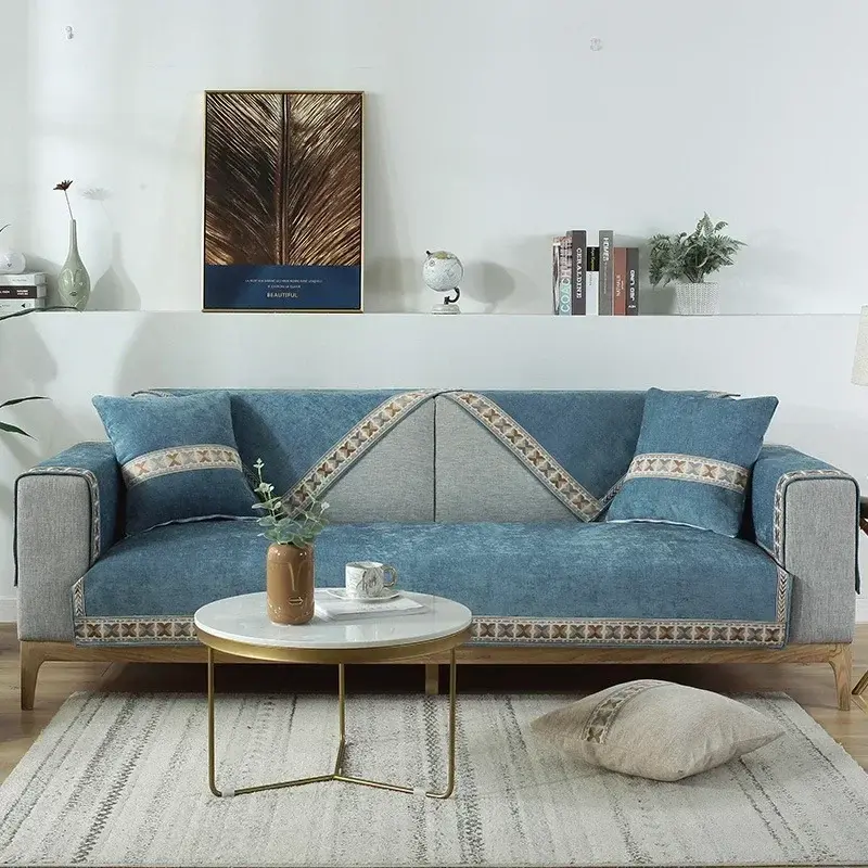 Classical Sofa Cover Cushion Chenille Sofa Towel Protective Cover Anti-slip Leather Universal Custom Made Corner Sofa Slipcover