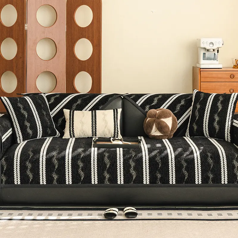 New Style Light Luxury Striped Sofa Covers High-level All Season Universal Couch Seat Cushion Anti Slip Anti Fouling Sofa Towel
