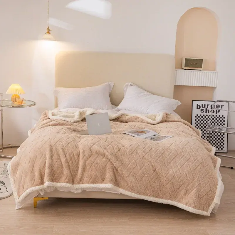 Wool Throw Blanket Keep Warm Winter Bed Blankets Double Sided Queen Duvet Cover Camping Double Bed Cover Bedspread On The Bed