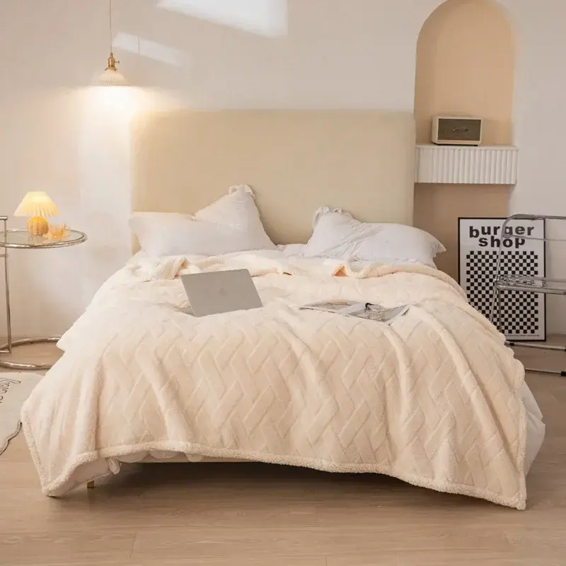 Wool Throw Blanket Keep Warm Winter Bed Blankets Double Sided Queen Duvet Cover Camping Double Bed Cover Bedspread On The Bed