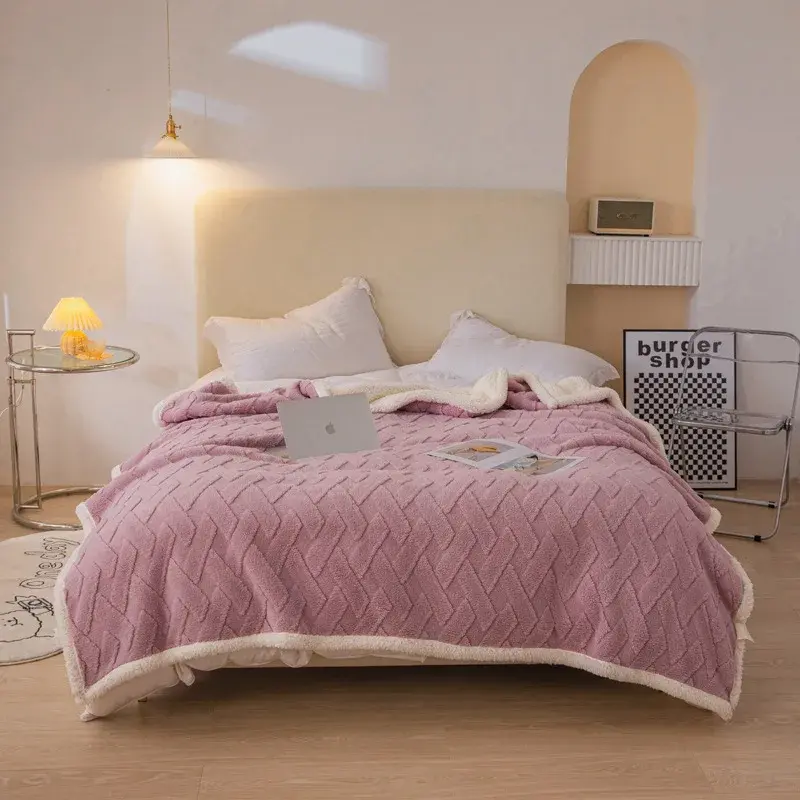 Wool Throw Blanket Keep Warm Winter Bed Blankets Double Sided Queen Duvet Cover Camping Double Bed Cover Bedspread On The Bed