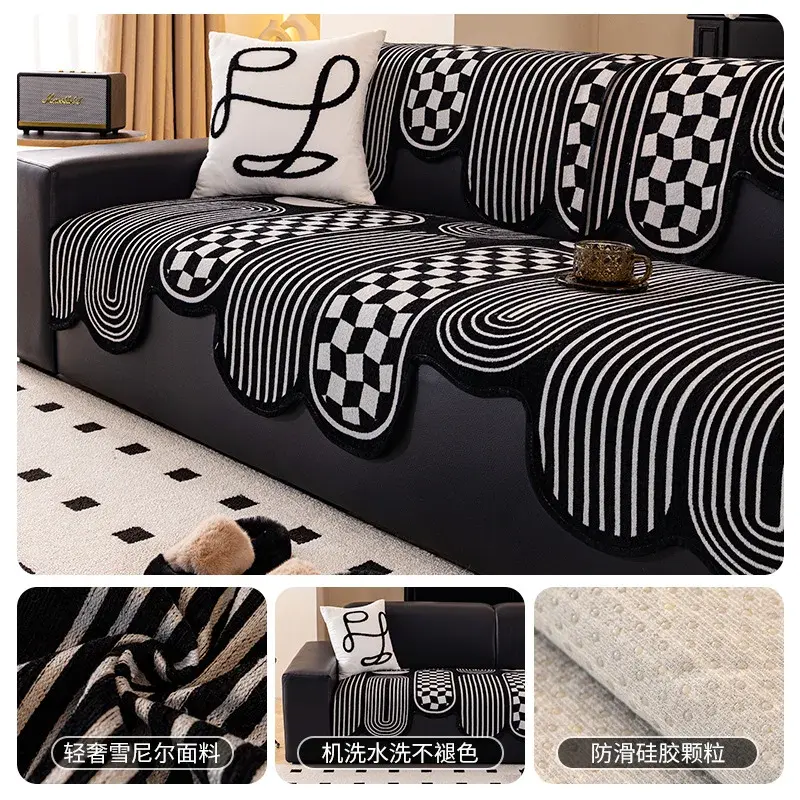 2025 New Model Chenille Alien Sofa Cushion Four Seasons Universal Simple Anti slip Cartoon Irregular Sofa Cushion Cover Cloth