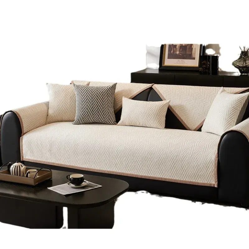 2025 New Minimalist And Modern Chenille Striped Sofa Cover Four Season Universal Anti Slip Sofa Cover Hood Cloth Cover Cloth