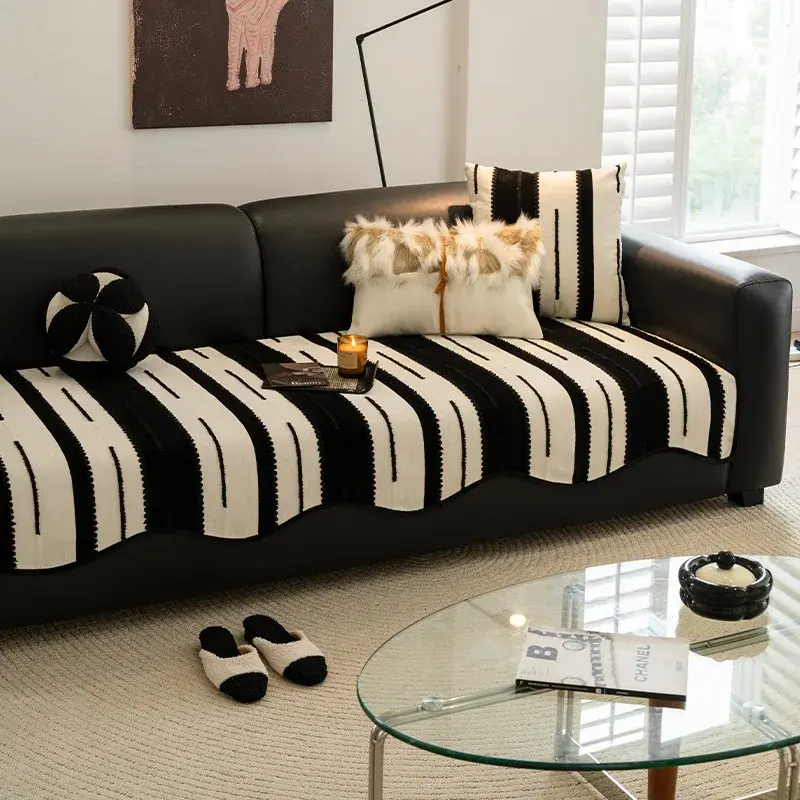 2025 New Chenier Sofa Mat Four Seasons Universal Non slip Irregular Seating Mat Light Luxury Style Straight Row Sofa Cover Cloth