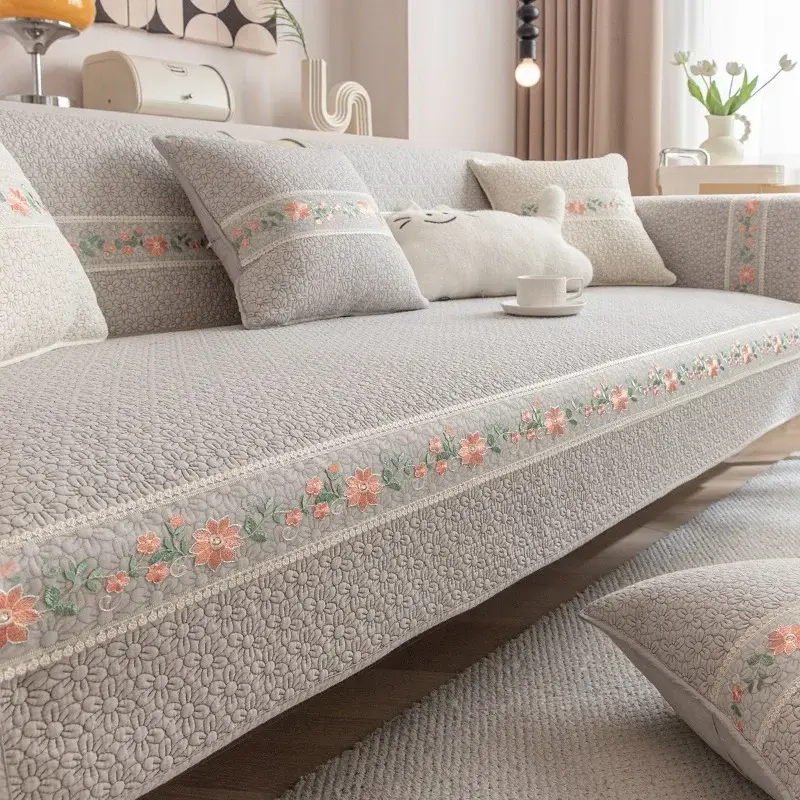 Pastoral Cream Wind Pure Cotton Sofa Cushion Four Seasons Universal Non-slip Comfortable Skin Friendly Sofa Cover Cover Towel