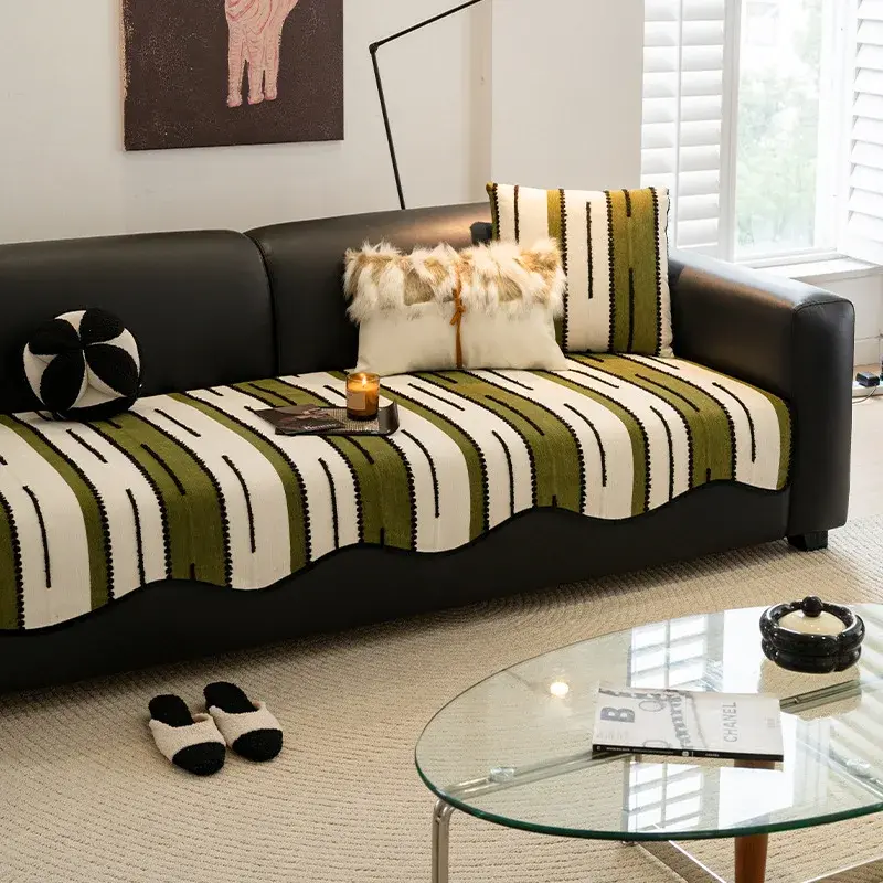 2025 New Chenier Sofa Mat Four Seasons Universal Non slip Irregular Seating Mat Light Luxury Style Straight Row Sofa Cover Cloth
