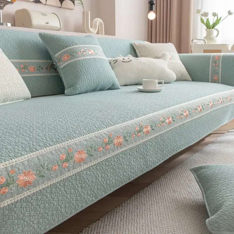 Pastoral Cream Wind Pure Cotton Sofa Cushion Four Seasons Universal Non-slip Comfortable Skin Friendly Sofa Cover Cover Towel