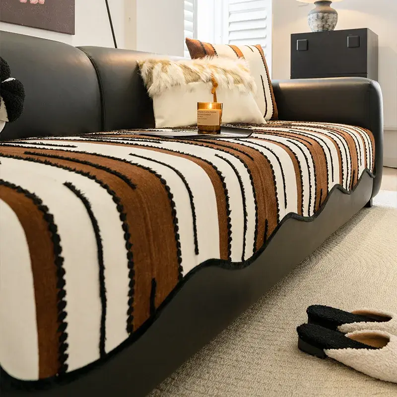 2025 New Chenier Sofa Mat Four Seasons Universal Non slip Irregular Seating Mat Light Luxury Style Straight Row Sofa Cover Cloth