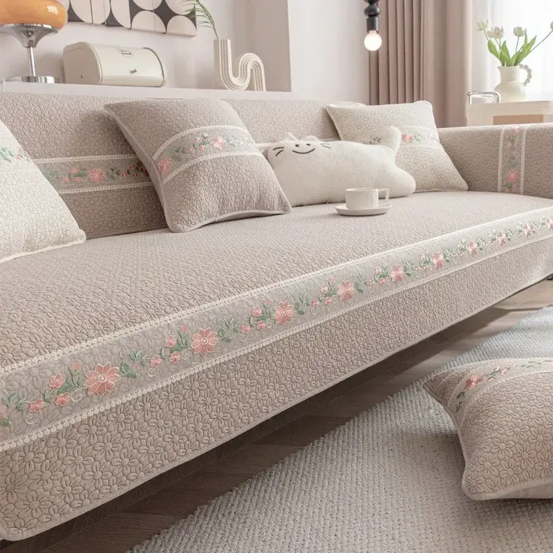 Pastoral Cream Wind Pure Cotton Sofa Cushion Four Seasons Universal Non-slip Comfortable Skin Friendly Sofa Cover Cover Towel