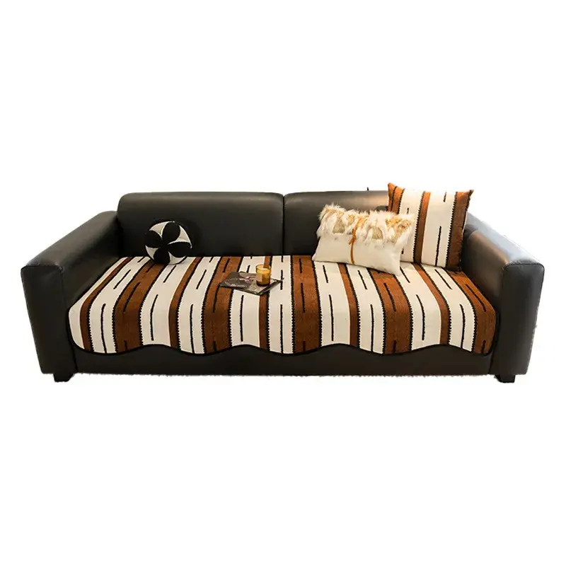 2025 New Chenier Sofa Mat Four Seasons Universal Non slip Irregular Seating Mat Light Luxury Style Straight Row Sofa Cover Cloth