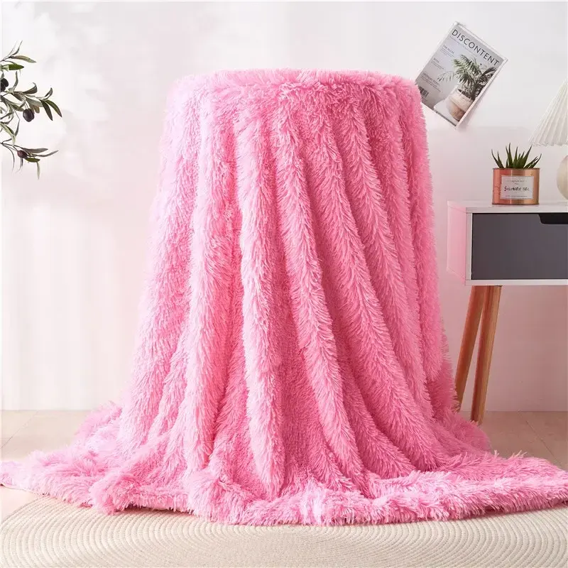 Modern And Simple Mink Fur Long Hair Blanket Four All Season Universal Multifunctional Solid Color Thick Blanket For Bed Couch
