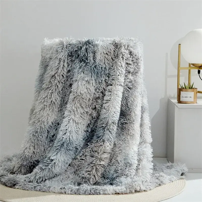 Modern And Simple Mink Fur Long Hair Blanket Four All Season Universal Multifunctional Solid Color Thick Blanket For Bed Couch