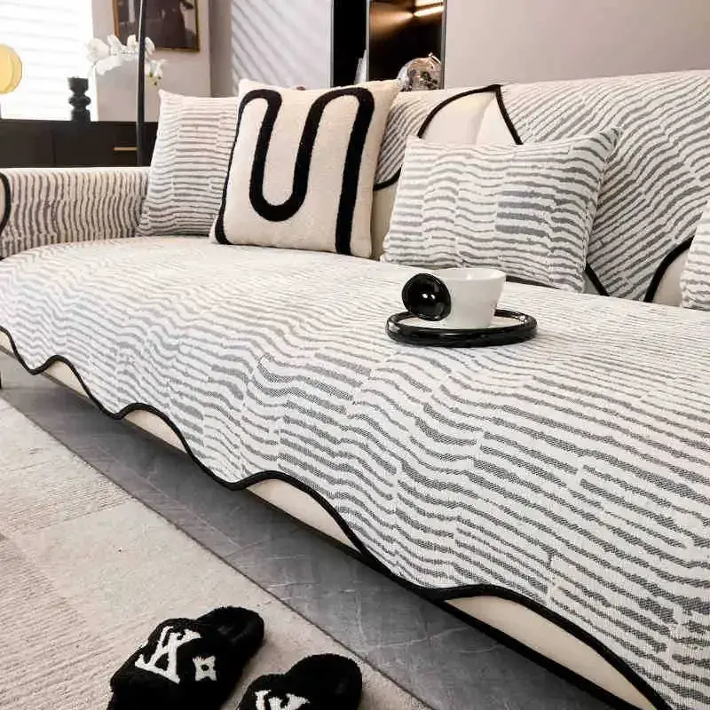 Shu Velveteen Sofa Cushion Living Room Irregular Shape Non-slip Couch Cover Corner Sofa Towel Seat Pad Protective Sofa Mat Home