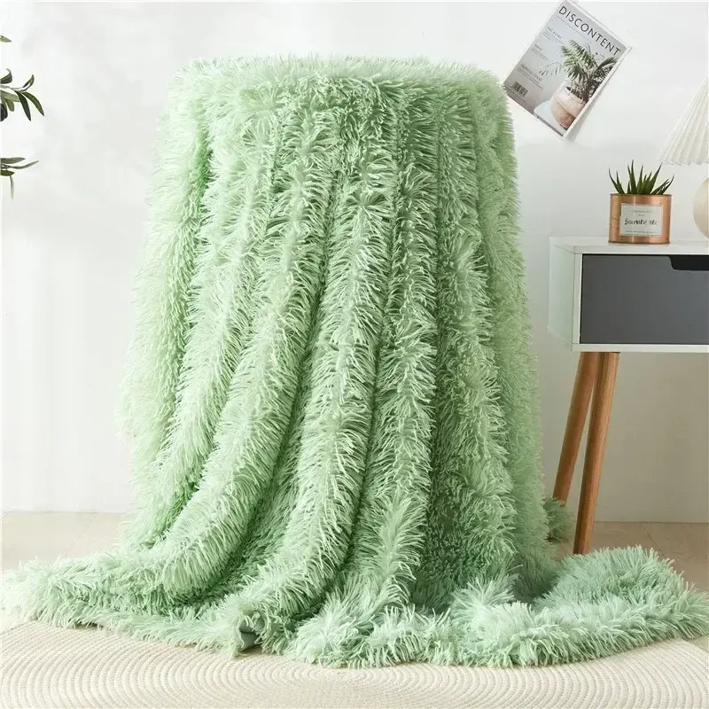 Modern And Simple Mink Fur Long Hair Blanket Four All Season Universal Multifunctional Solid Color Thick Blanket For Bed Couch