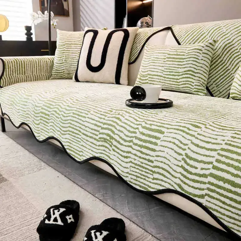 Shu Velveteen Sofa Cushion Living Room Irregular Shape Non-slip Couch Cover Corner Sofa Towel Seat Pad Protective Sofa Mat Home
