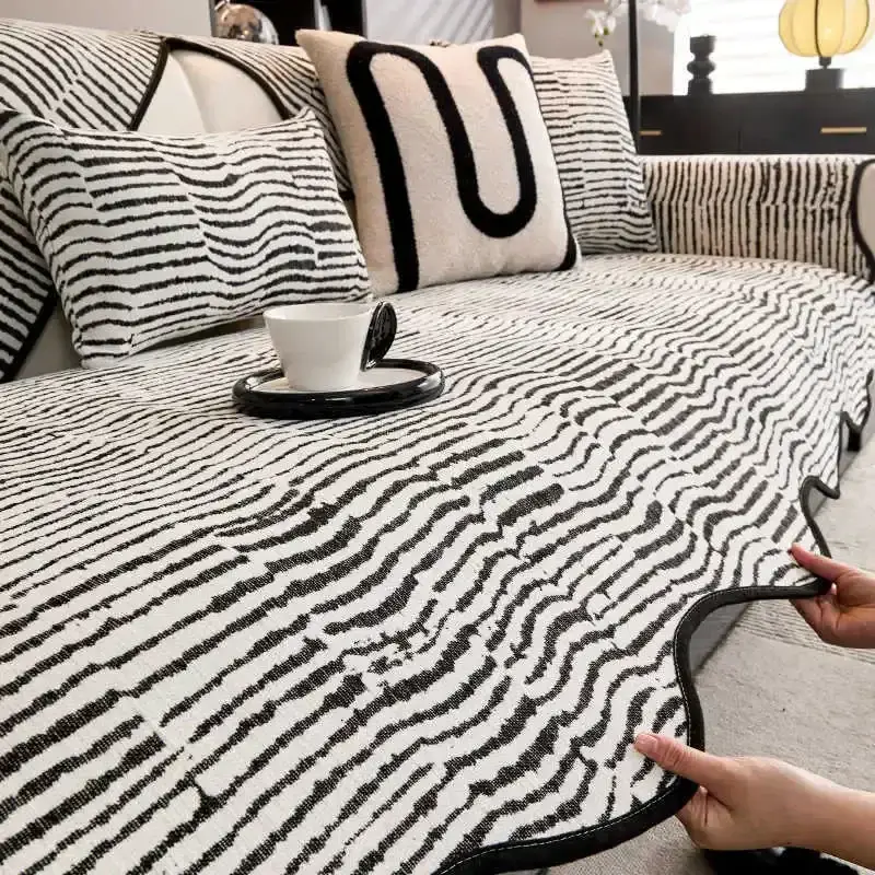 Shu Velveteen Sofa Cushion Living Room Irregular Shape Non-slip Couch Cover Corner Sofa Towel Seat Pad Protective Sofa Mat Home
