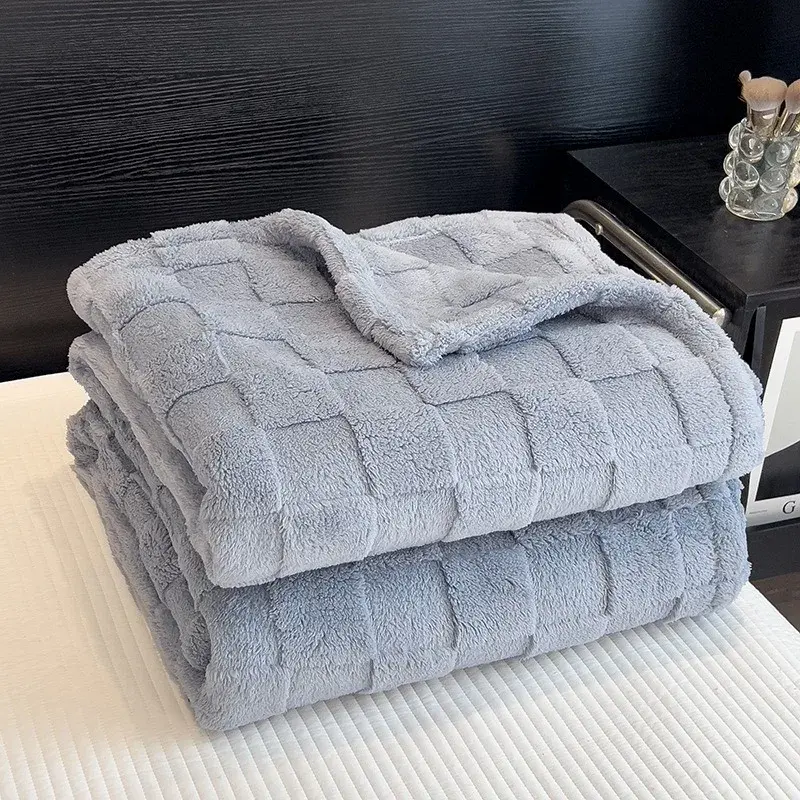Winter Thickened Monolayer Taffu lamb Wool Solid Color Blanket Plaid Simple Warm Flannel Blanket for Soft Sofa Blanket Bed Cover