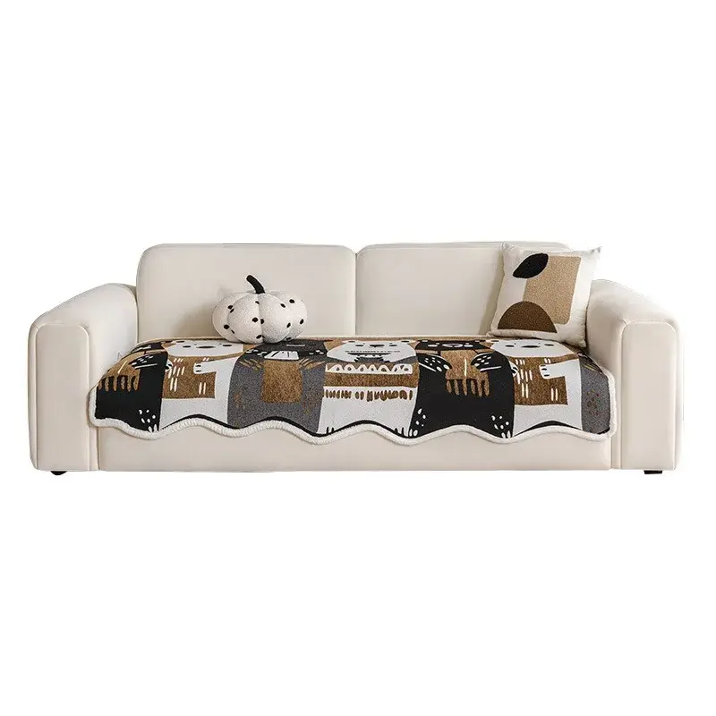 Colorful Pumpkin Chenille Irregular Shaped Sofa Cover Seasons Universal Anti Slip Living Room Straight Sofa Cover Cloth Ttowel