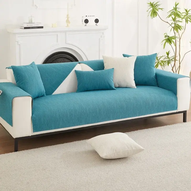 Chenille Solid Color Sofa Cushion Cover Four Seasons Universal Light Luxury Sofa Mat for Living Room Non-Slip L-type Couch Cover