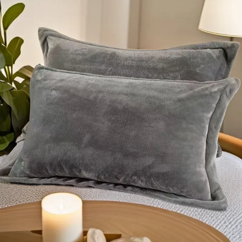 2pcs 48x74cm Pillow Modern And Minimalist Case Envelope style Solid Color Autumn Winter Flannel Warm Plus Velvet Cover Pillow