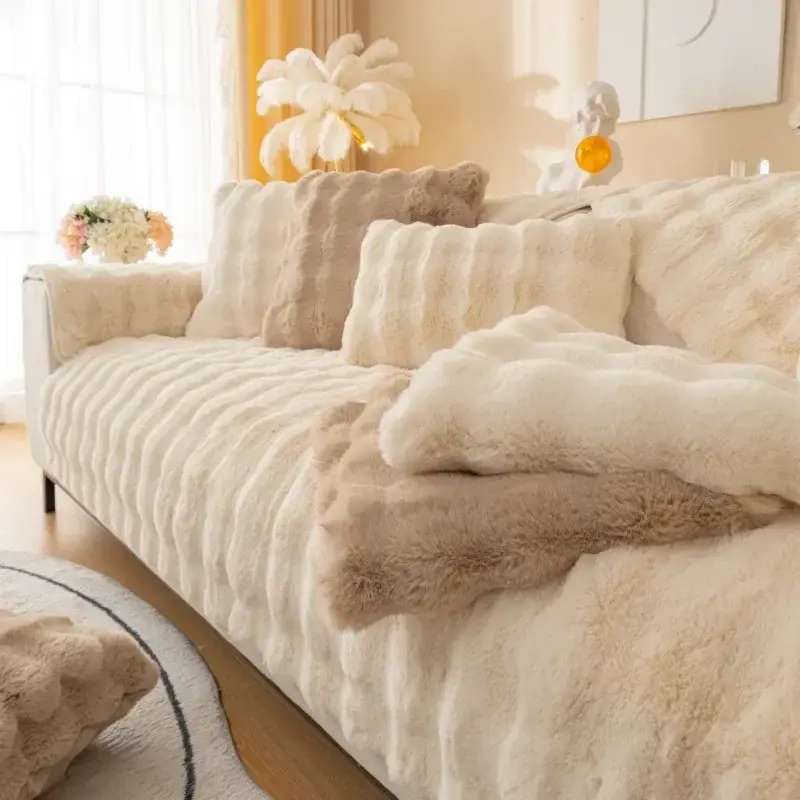 Winter Thicken Plush Sofa Cover Warm Modern Sofa Cushion Leather Anti Slip Special New Cloth Sofa Towel Can Be Machine Washed
