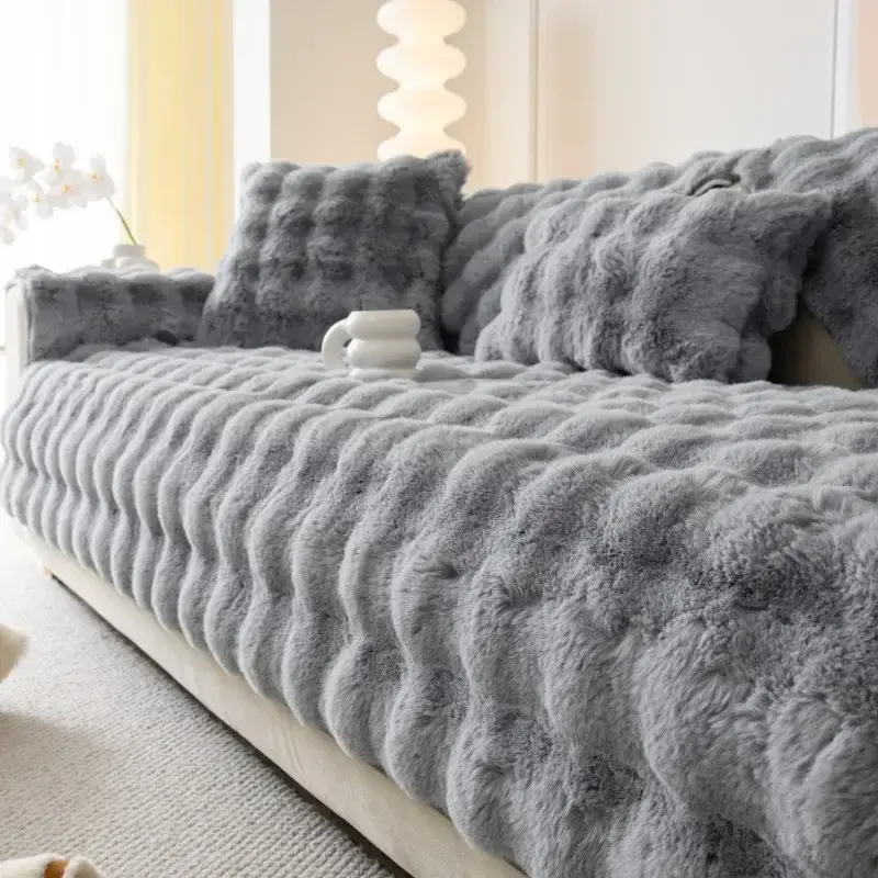 Winter Thicken Plush Sofa Cover Warm Modern Sofa Cushion Leather Anti Slip Special New Cloth Sofa Towel Can Be Machine Washed