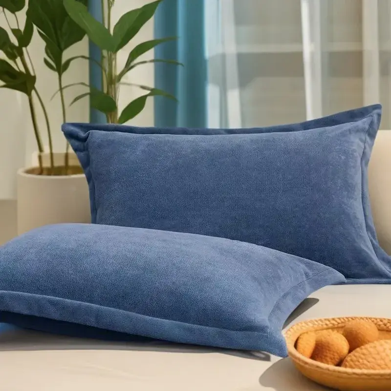 2pcs 48x74cm Pillow Modern And Minimalist Case Envelope style Solid Color Autumn Winter Flannel Warm Plus Velvet Cover Pillow