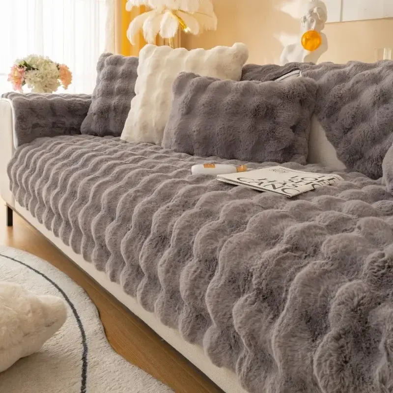 Winter Thicken Plush Sofa Cover Warm Modern Sofa Cushion Leather Anti Slip Special New Cloth Sofa Towel Can Be Machine Washed
