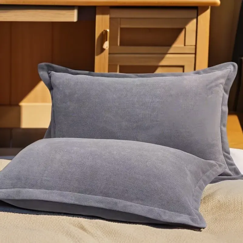 2pcs 48x74cm Pillow Modern And Minimalist Case Envelope style Solid Color Autumn Winter Flannel Warm Plus Velvet Cover Pillow