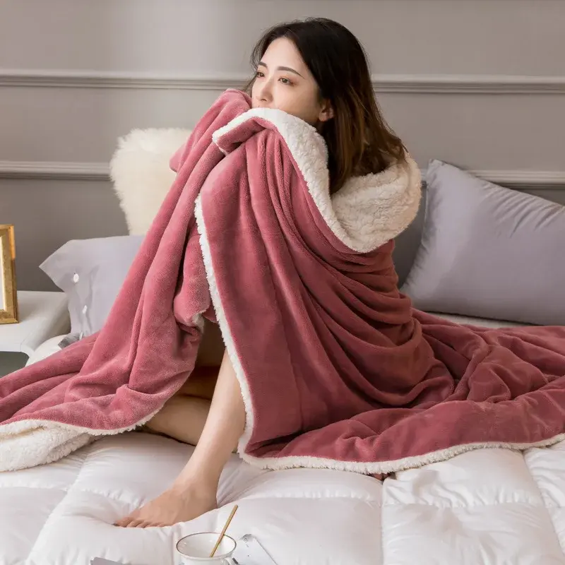 Throw Blanket Keep Warm Winter Bed Blankets Double Sided Super Soft Fluffy Lightweight Fleece Blanket Blanket for Office Home