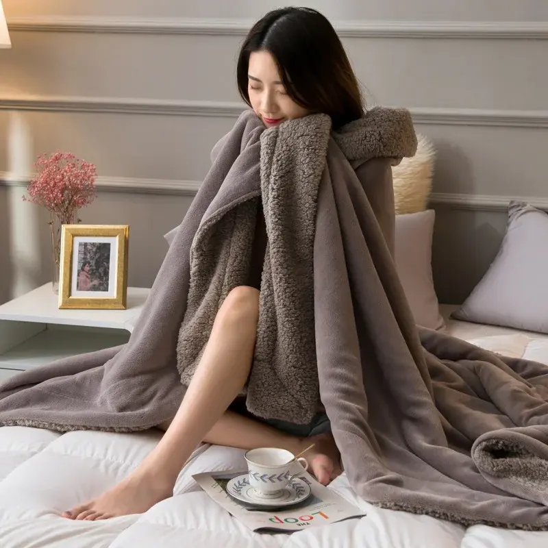 Throw Blanket Keep Warm Winter Bed Blankets Double Sided Super Soft Fluffy Lightweight Fleece Blanket Blanket for Office Home