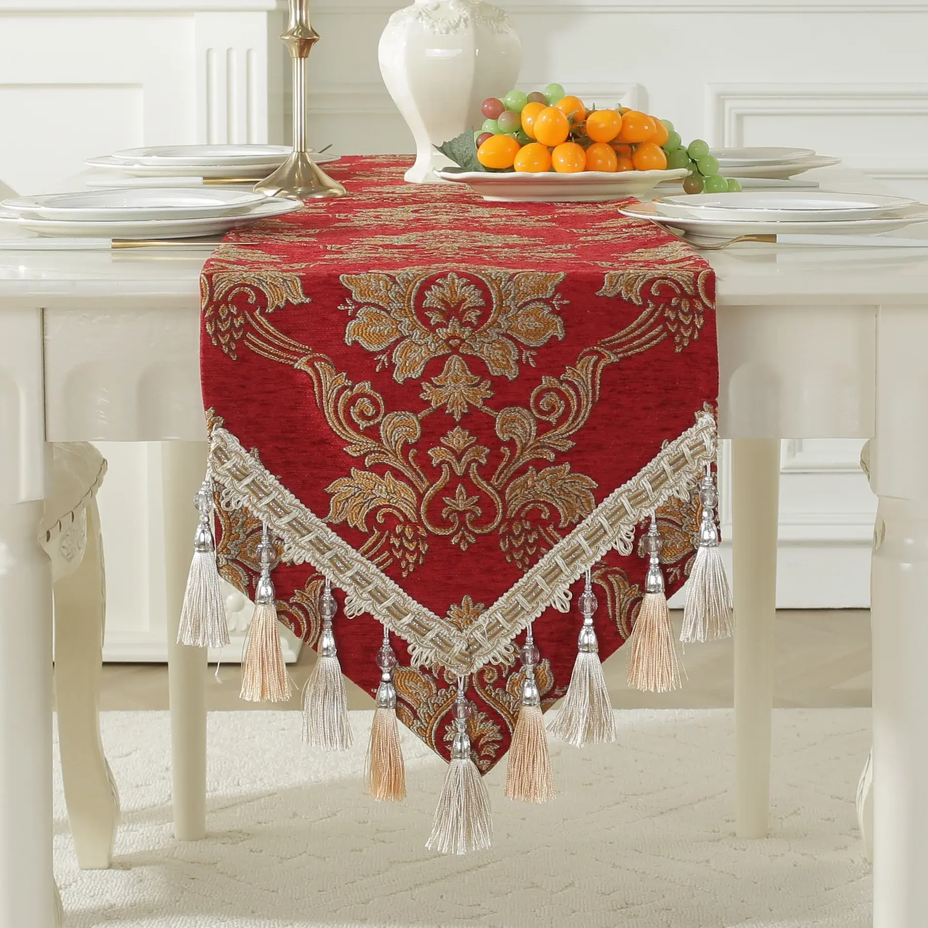 Modern European Jacquard Table Runner Brocade Embroidered Table Decoration Home Restaurant Luxury Embroidered Table Decoration