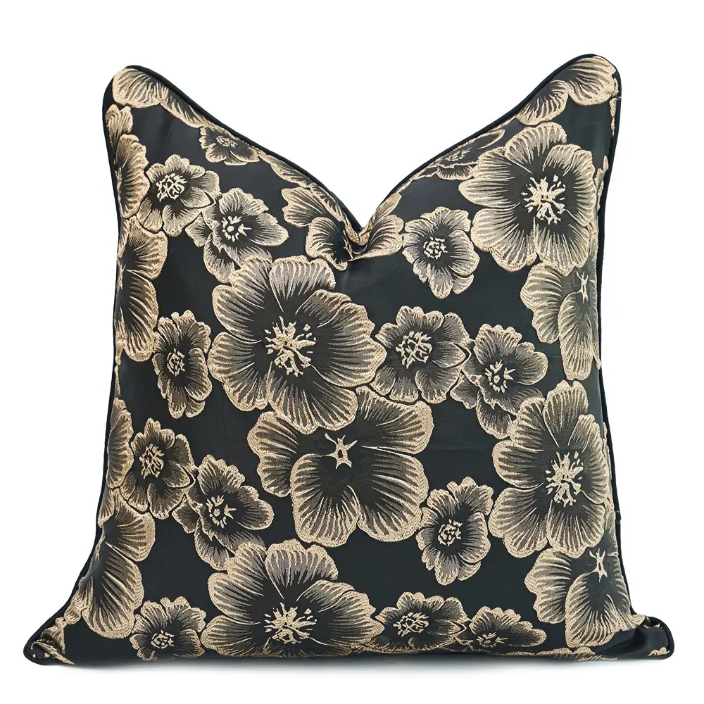 Luxury Black Gold Flower Pattern Cushion Cover Decorative Super Throw Pillow Cover For Home Sofa Living Room Hotel