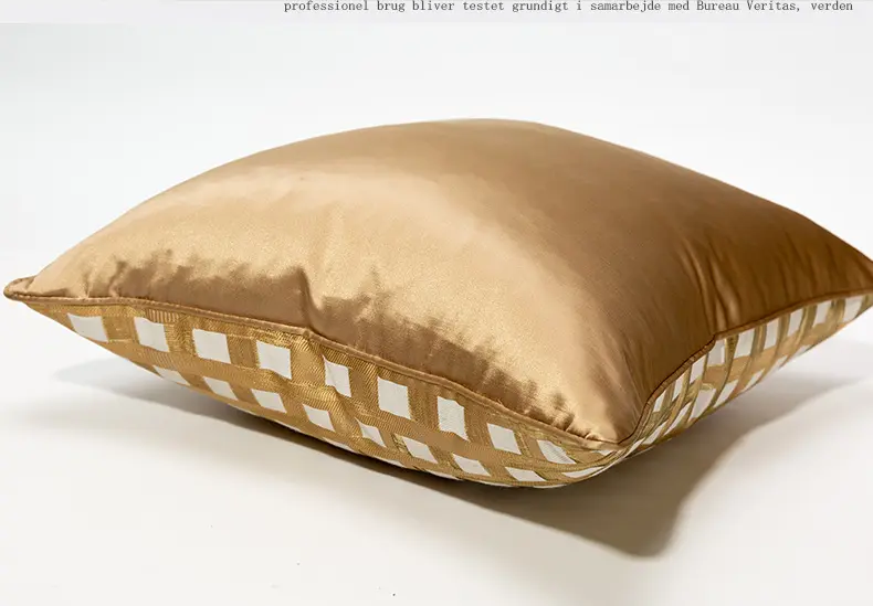 Jacquard Satin Champagne Lattice Pillow cover, Light Luxury Retro Designer Style, For Hotel Bedside Sofa Cushion Pillows Cover