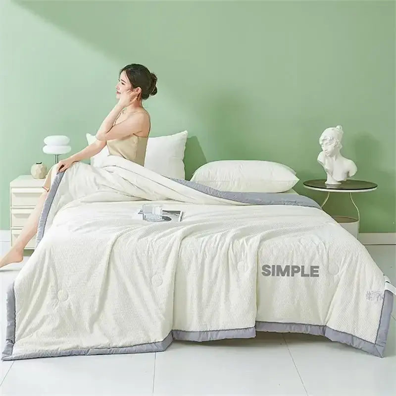 Class A Washable Children's Single and Double Thin Quilts Seersucker Air Conditioning Quilt Soybean Summer Cooling Quilt