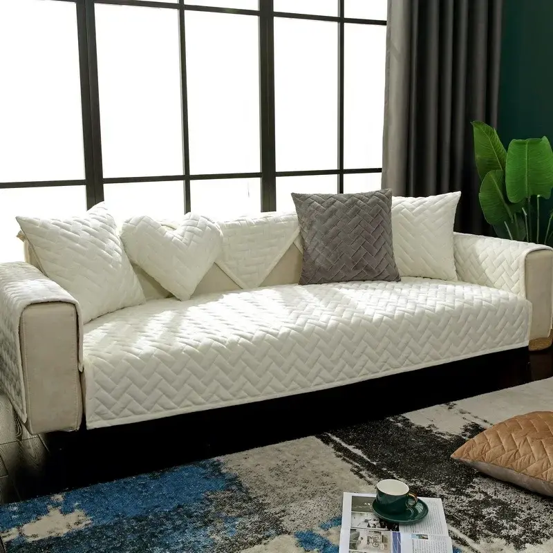 Crystal Velvet Sofa Cover Thickening Solid Color Sofa Covers for Living Room Modern Non-slip Sofa Mat Comfort Soft Couch Covers