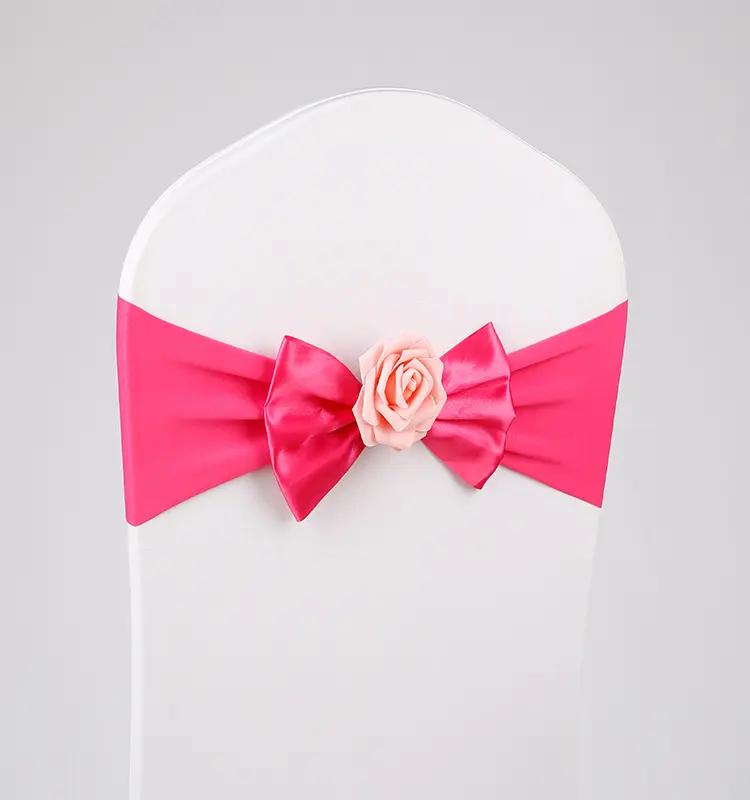 Spandex Chair Sashes Wedding Chair Decorations Chair Bow Knot With Flower Tie Band For Party Event Hotel Banquet 10/50 Pieces