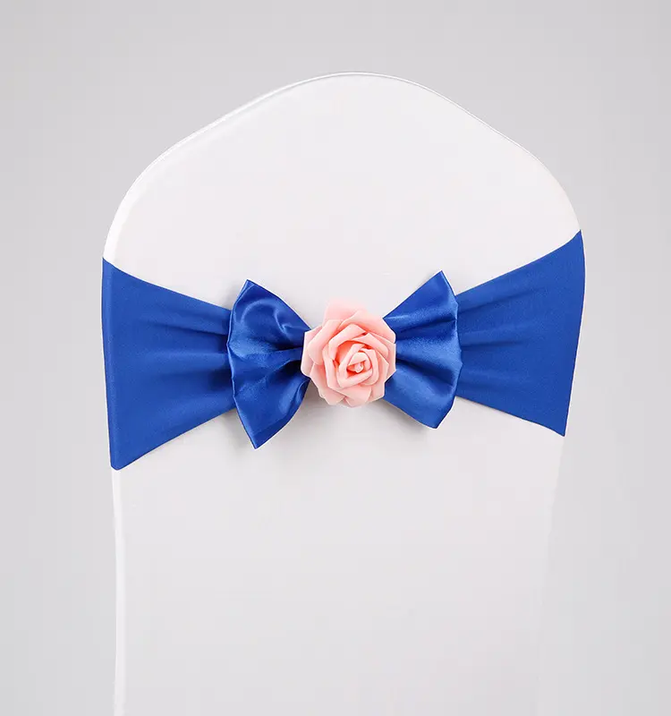Spandex Chair Sashes Wedding Chair Decorations Chair Bow Knot With Flower Tie Band For Party Event Hotel Banquet 10/50 Pieces