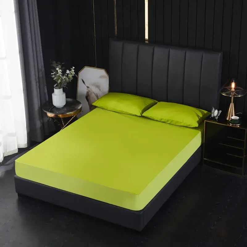 100% Waterproof Solid Bed Fitted Sheet Nordic Adjustable Mattress Covers Four Corners With Elastic Band Multi Size Bed Sheet