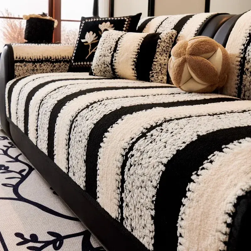 New Lamb Wool Plush Sofa Coushion Cover Anti-Slip Sofa Slipcovers Autumn and Winter High-end Plush Couch Cushion Seat Covers